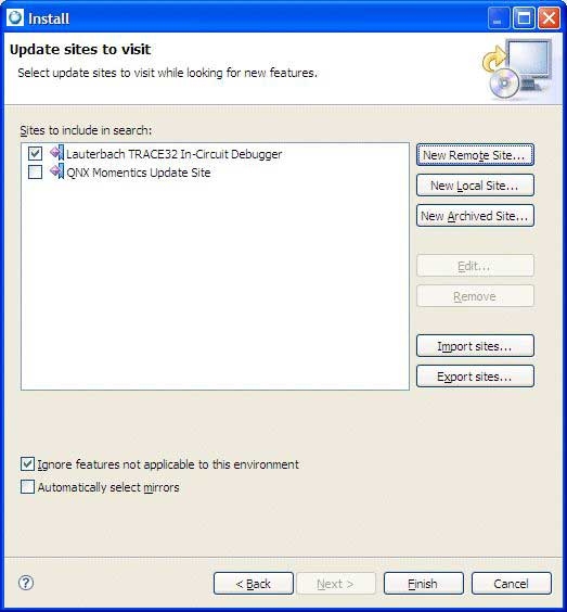 Verifying the newly added update site is selected